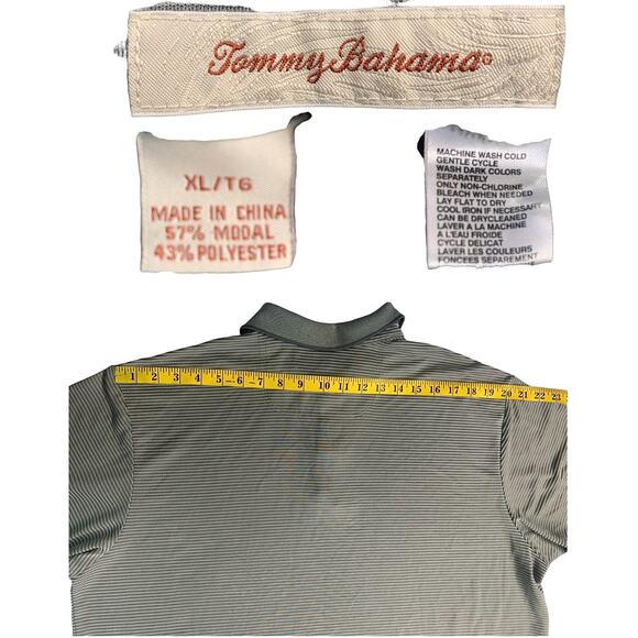 Tommy Bahama Men's Polo‎ Shirt Adult Extra Large  Striped Green - Picture 7 of 8
